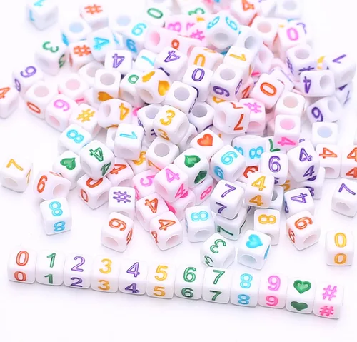 Vista 5 de ToBeIT 800 cuentas de acrílico en forma de cubo de letras del alfabeto, cuentas cuadradas para manualidades, llaveros, pulseras, collares, joyería