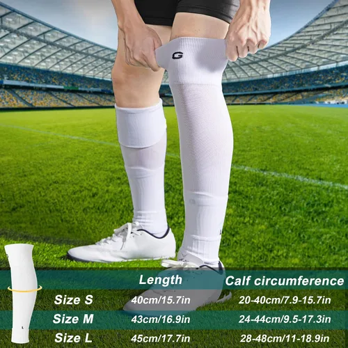 Vista 6 de Calcetines de compresión de manga de pantorrilla para hombres y mujeres, jóvenes, manga de pierna de rugby, calcetines de protección para fútbol