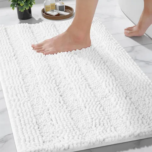 Vista 66 de Yimobra Tapetes de baño lavables, de chenilla súper suave y absorbente, para suelo y alfombra, de secado rápido, antideslizante, para bañera y Beige