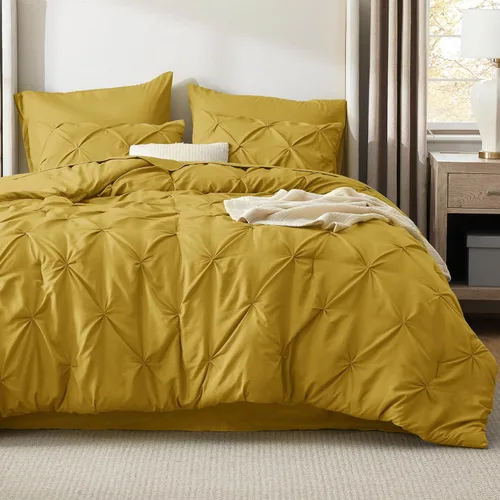 Vista 35 de Bedsure - Juego de edredón tamaño individual gris - Ropa de cama tamaño individual en una bolsa de 5 piezas, juego de cama Pintuck GentleSoft™