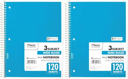 Vista 10 de Mead Cuaderno de espiral, 3 materias, papel rayado universitario, 120 hojas, 10-1/2 x 8 pulgadas, color seleccionado para ti, 1 unidad (05748)