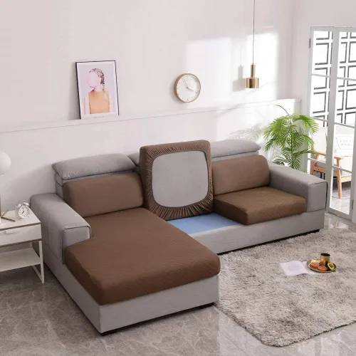 Vista 9 de Protege el cojín del sofá, funda de asiento de silla/sofá biplaza, protectores de cojín de alta elasticidad, poliéster y elastano, protege el cojín