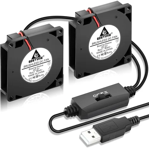 Vista 10 de GDSTIME - Ventilador USB de 1.575 in con control de 3 velocidades, alimentación de 5 V CC, paquete de 2 Hydraulic Bearing, L/M/H Adjustable