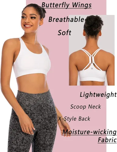 Vista 3 de RUNNING GIRL - Brasier deportivo con tirantes cruzados a la espalda soporte medio ideal para yoga con copas extraíbles