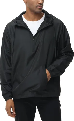 Vista 2 de XYKJFIT Chaqueta impermeable ligera para hombre, con cremallera de un cuarto, con bolsillo