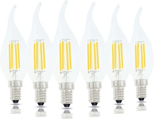 Vista 13 de Bombilla LED E14 con base europea de 4 W, bombillas LED regulables equivalentes a 40 W, bombillas LED con punta de llama, 110 V 2700 K, blanco