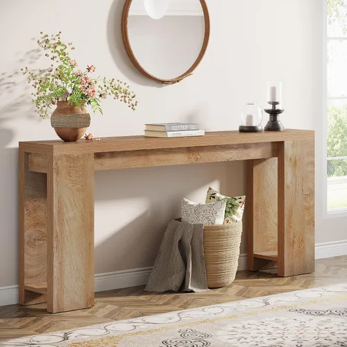 Vista 11 de Tribesigns Mesa Consola Extra Larga de 70.9 Pulgadas, Mesa de Sofá de Madera Estilo Granja Detrás del Sofá, Mesa de Acento Estrecha para Entrada