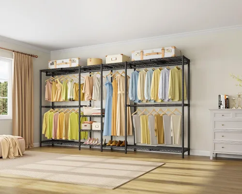 Vista 3 de VIPEK X4 - Perchero extensible de alta resistencia, ajustable de 7 pies 4 pulgadas a 10 pies 2 pulgadas, con estantes ajustables y barras