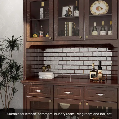 Vista 6 de Azulejos de Espejo Antiguo Biselado Autoadhesivos Estilo Metro de 3 x 6 Pulgadas para Salpicaduras de Cocina y Pared del Baño (40 Piezas)