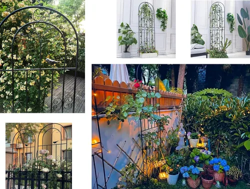 Vista 8 de Paquete de 2 Enrejados de Jardín de Metal de 70.8" de Alto x 19.7" de Ancho con Revestimiento Negro, Panel de Rejilla de Alambre en Celosía