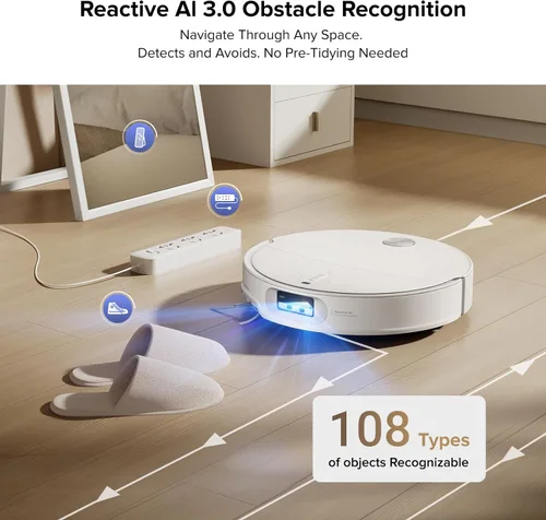 Vista 5 de roborock Qrevo - Robot aspirador y trapeador CurvX, succión de 22,000 Pa, ultra delgado de 3.14 pulgadas, diseño sin enredos, reconocimiento