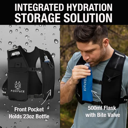 Vista 3 de Chaleco para correr para mujeres y hombres – Chaleco de hidratación – Mochila ajustable transpirable para senderismo maratón – Bolsillo impermeable