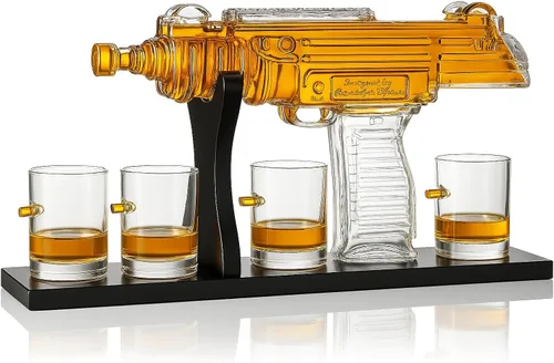 Vista 10 de Juego de decantador de pistola de whisky + 2 vasos bala - Regalos de pistola de Navidad y cumpleaños para hombres que lo tienen todo, regalos
