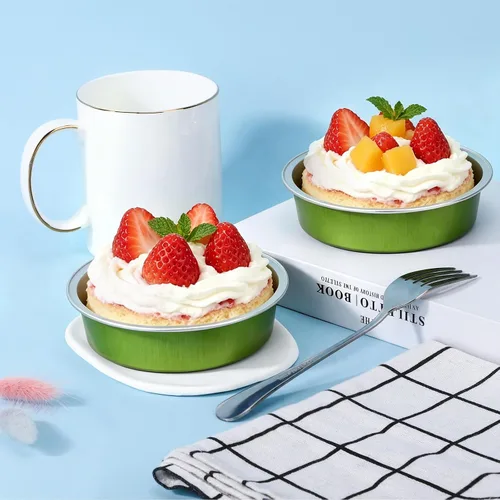 Vista 6 de Beasea Paquete de 100 moldes desechables para hornear de 4 pulgadas, 7.3 onzas, 7.3 fl oz / 215ml, papel de aluminio, mini ramequín sin tapas