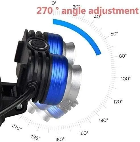 Vista 2 de KouRy Faro delantero. Lámpara de cabeza LED recargable. Faro IPX45 con zoom, ultra brillante de 1080 lúmenes, linterna de cabeza para adultos