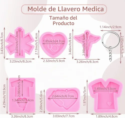 Vista 2 de Juego de 26 moldes de silicona para llavero de estetoscopio