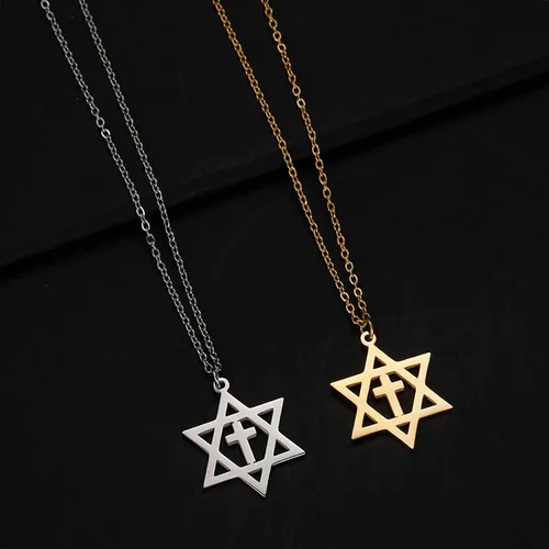 Vista 4 de EUEAVAN Collar con dije de estrella de David para mujer, con dije hexagonal, amuleto, simbólico, judío, Israel, religioso, David, joyería de regalo