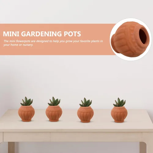 Vista 7 de Happyyami Macetas pequeñas de terracota, paquete de 4 macetas pequeñas de arcilla con agujeros de drenaje para suculentas, decoración de escritorio