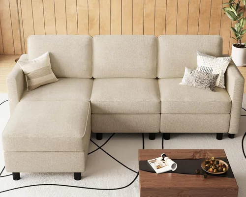 Vista 32 de Belffin - Sofá cama modular de 110.2 pulgadas, 12 asientos, color beige