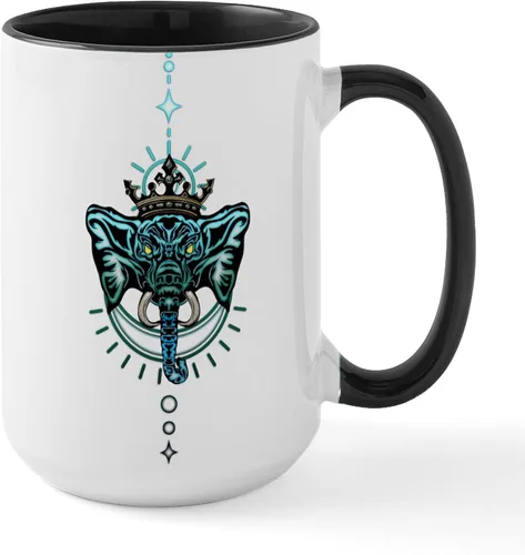 Vista 25 de CafePress Blue Elephant - Taza de café de cerámica de 15 oz (15.0 fl oz)