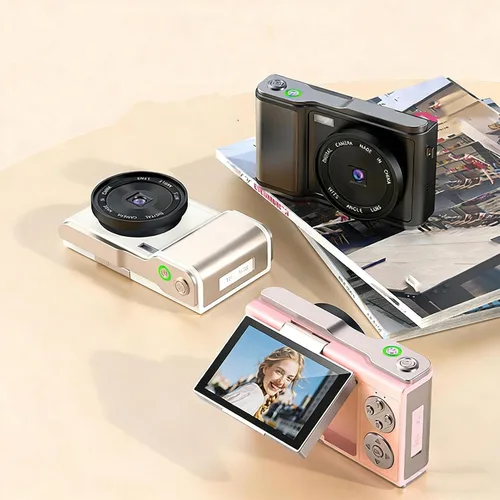 Vista 4 de PUSOKEI 4K Digital Camera for Photography, 48MP Vlogging Camera with 3" 180 Flip Screen, 18X Digital Zoom, Auto Focus, Anti Shake, Filter, Compact