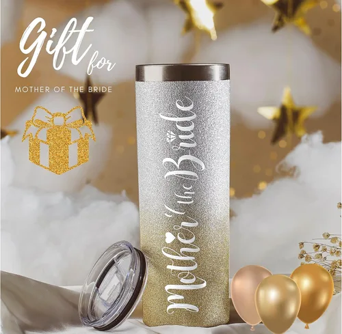 Vista 6 de Onebttl Regalos para madre de la novia, vaso delgado de acero inoxidable de 20 onzas con tapa y popote en fiesta de boda para novias, madres