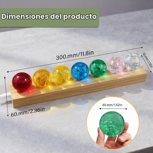 Vista 7 de L LOHAS LED 7 colores 1.575 in hielo agrietado bolas cristal chakra bolas Bola agrietada-3000K