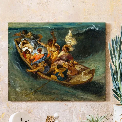 Vista 22 de Anunciación de Leonardo da Vinci Reproducciones de arte clásico, impresiones en lienzo giclée para decoración del hogar, 16 x 30 pulgadas