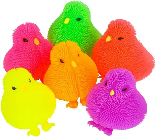 Vista 3 de The Dreidel Company 12 unidades de patos de goma acolchados de pollo para niños, juguete para aliviar el estrés para niños, pato de baño