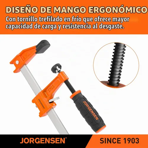 Vista 7 de JORGENSEN Paquete de 2 abrazaderas de barra de acero de servicio mediano de 12 pulgadas y 600 libras para carpintería