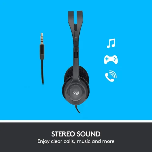 Vista 2 de Logitech Auriculares estéreo H111 con conector de audio de 0.1 in - Negro