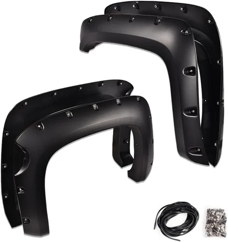 Vista 18 de CROSSDESIGN 4 guardabarros con canards delanteros compatibles con Chevy Camaro ZL1 2010-2015 MB estilo negro
