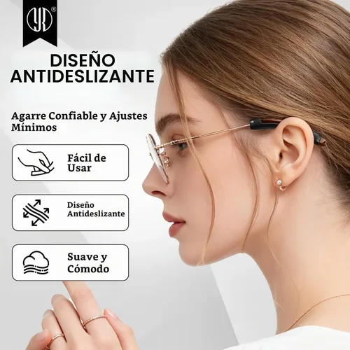 Vista 3 de YR Lentes de silicona suave, retenedores de manga, antideslizantes, elásticos y cómodos, para anteojos, lentes de lectura, 10 pares, color negro