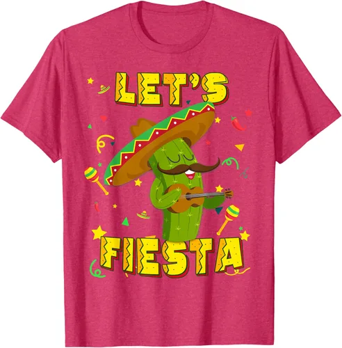 Vista 26 de Cinco De Mayo - Camiseta de regalo con sombrero de cactus Let's Fiesta, Negro, S
