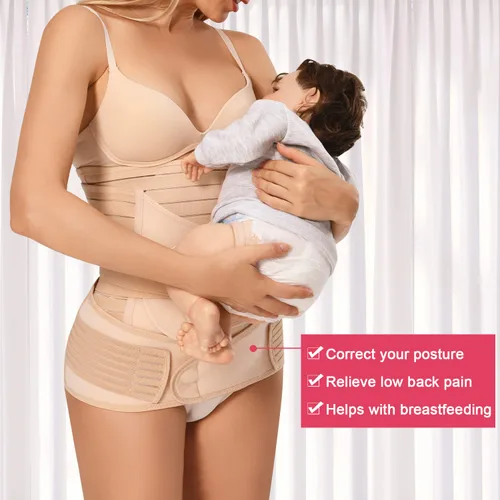 Vista 3 de XJCKING Faja para el vientre posparto, faja 3 en 1, soporte de recuperación de cinturón - Carpeta de sección C para entrenamiento de cintura pélvica
