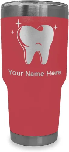 Vista 40 de LaserGram Vaso aislado al vacío de 20 onzas, con diente, grabado personalizado incluido (negro)