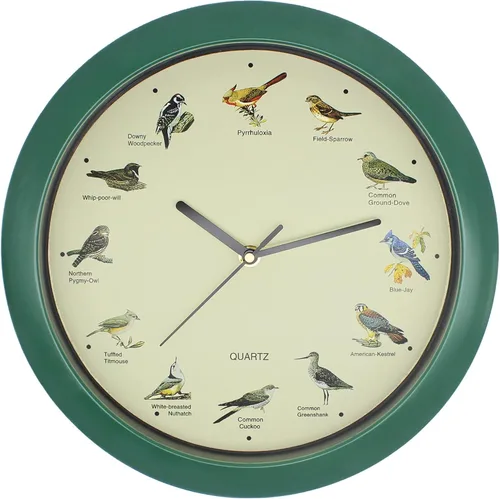 Vista 8 de Reloj de pared de pájaro cantante de 12 pulgadas con nombres y canciones de pájaros