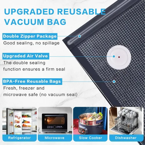 Vista 7 de Sellador al vacío de mano para alimentos, potente máquina selladora al vacío, sellador de comidas, sellador de alimentos portátil