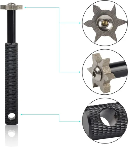 Vista 2 de HIFROM Afilador de ranuras con 6 cabezales – Afilador de ranuras para palos de golf, herramienta de reranurado y limpiador para todos los hierros