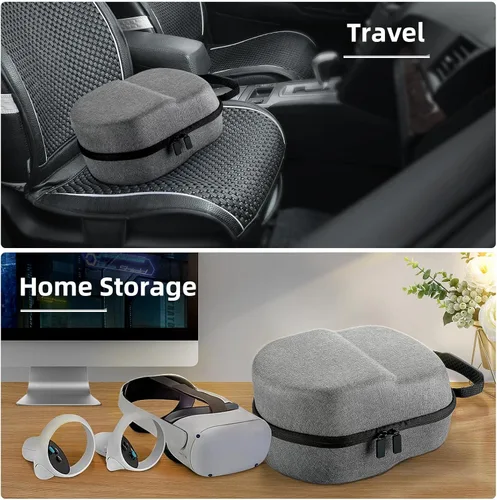 Vista 5 de Retear Estuche de transporte duro compatible con MetaOculus Quest 2 Elite Strap Versión de batería VR y accesorios de control táctil, funda portátil