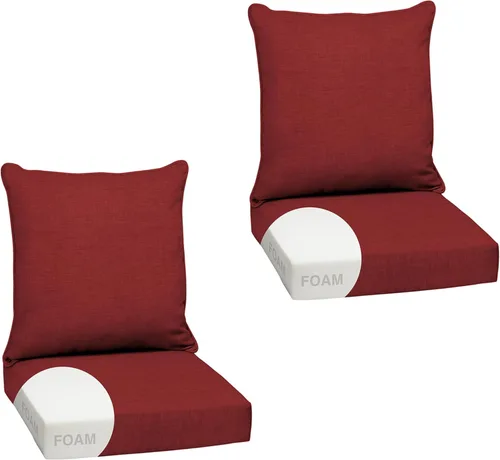 Vista 23 de Arden - Juego de cojines de asiento profundo para exteriores, espuma, 24x24, aguamarina