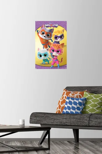 Vista 2 de Trends International Disney Junior Super Kitties - Póster de pared de grupo, 14.72 x 22.37 pulgadas, paquete de póster premium y alfiler