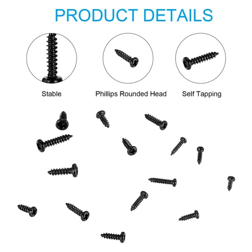 Vista 6 de 750 tornillos negros pequeños para electrónica, M1, M1.2, M1.4, M1.5, M1.7 Tornillos autorroscantes Phillips muy pequeños, tornillos de micro