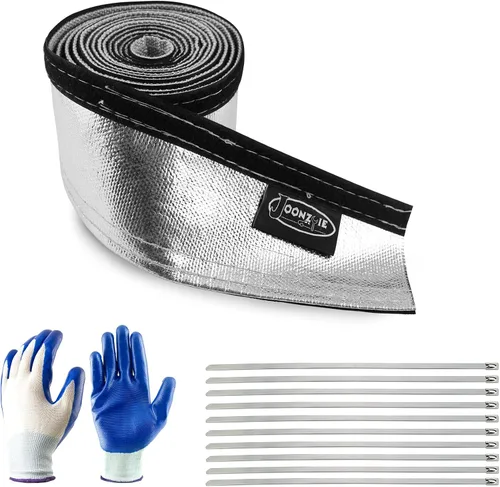 Vista 15 de Funda de protección térmica aluminizada plateada de 1-1/2 pulgadas de diámetro interior x 10 pies para una manguera de protección térmica definitiva