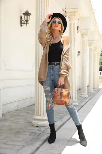 Vista 8 de PRETTYGARDEN Cárdigan de punto de manga larga para mujer, suéter de punto con frente abierto, suave, suelto, abrigo para exteriores