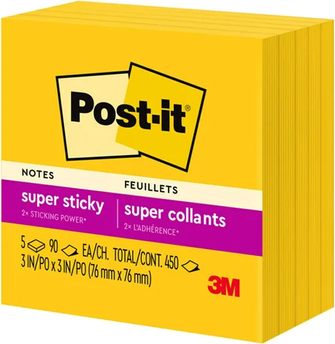 Vista 8 de Notas superadhesivas de Post-it, 3x3pulgadas, Amarillo eléctrico