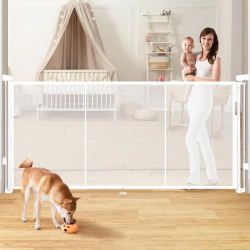 Vista 13 de Puertas retráctiles para bebés de 24 pulgadas de alto para pasar por encima, puertas cortas para perros, puerta para mascotas para cachorros