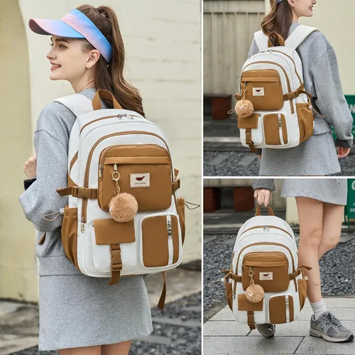 Vista 6 de Mochila para portátil de 15.6 pulgadas, mochila escolar para niños, mochilas universitarias, mochila de viaje, mochilas grandes para adolescentes