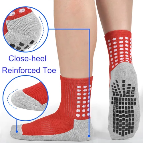 Vista 4 de Calcetines de fútbol para niños, antideslizantes, acolchados, atléticos, para correr, deportes, niños, jóvenes, 6 pares