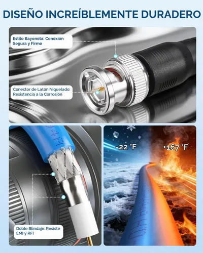 Vista 3 de Superbat Cable SDI 3G/6G/12G de 1 pie BNC Jumper Belden 1694A, compatible con video HD-SDI/3G-SDI/4K/8K, para convertidor de cámaras, cable SDI